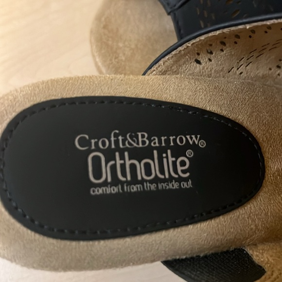 Croft & Barrow Ortholite Black Wedge Slide Sandals - Picture 11 of 15